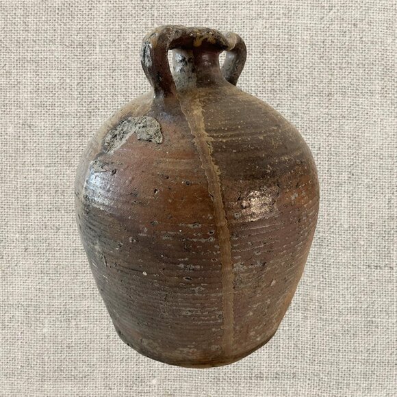 19c French Provincial Stoneware Double Handle Water Jug - Picture 3 of 4